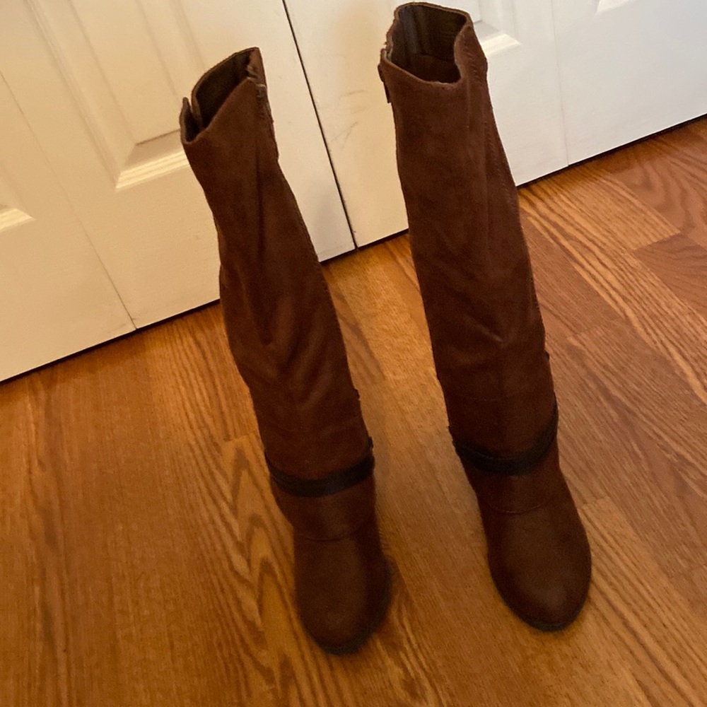 Fergalicious by Fergie knee high brown leather boots